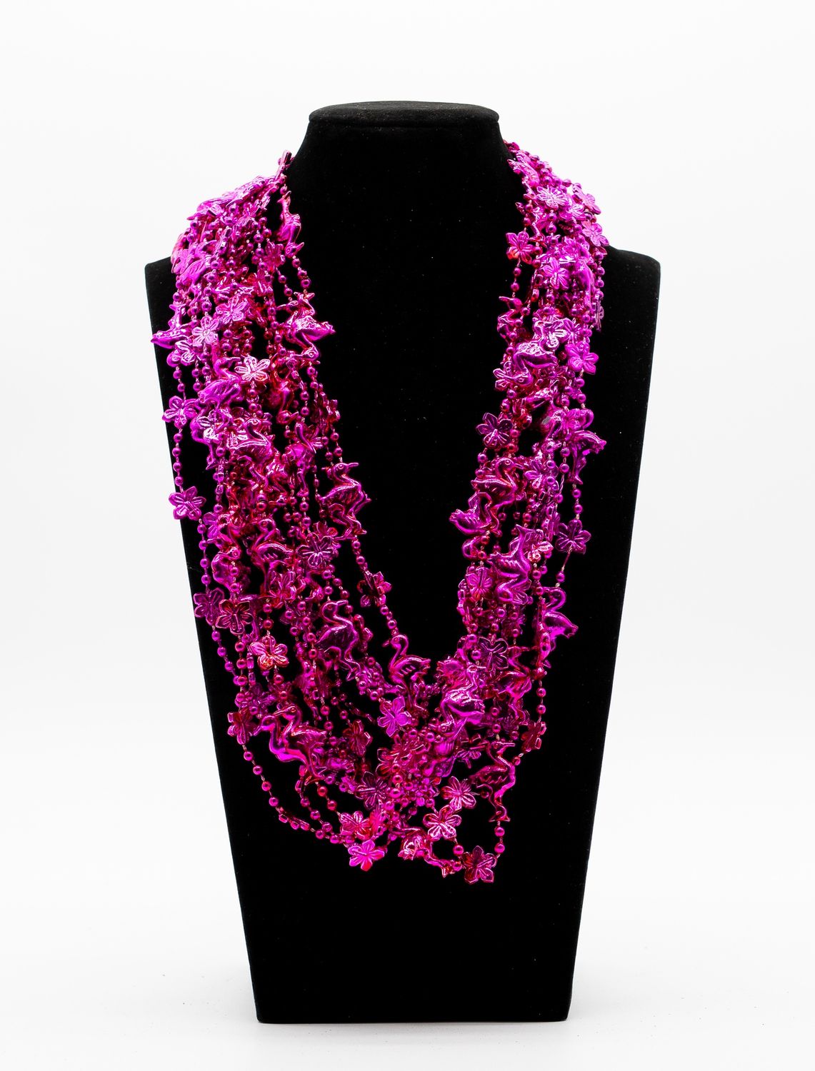 36" Flamingo Flower Bead Necklace - Metallic Hot Pink (Dozen)