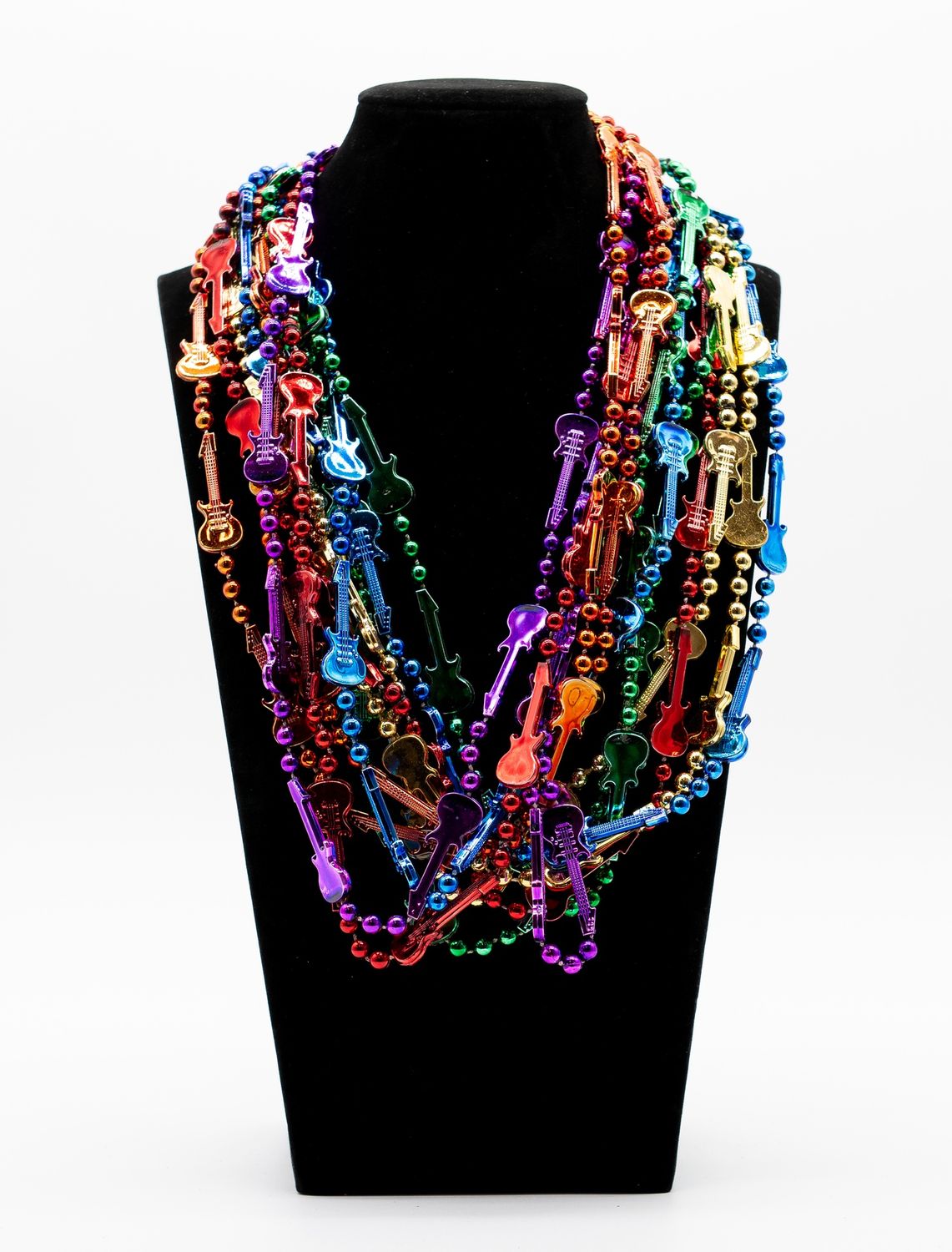 36" Guitar Bead Necklace - 6 Assorted Colors (Dozen)