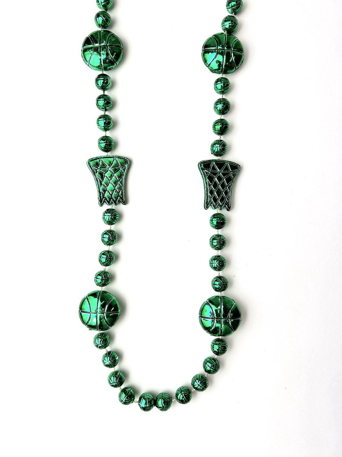 36" Metallic green Basketball Bead Necklace single
