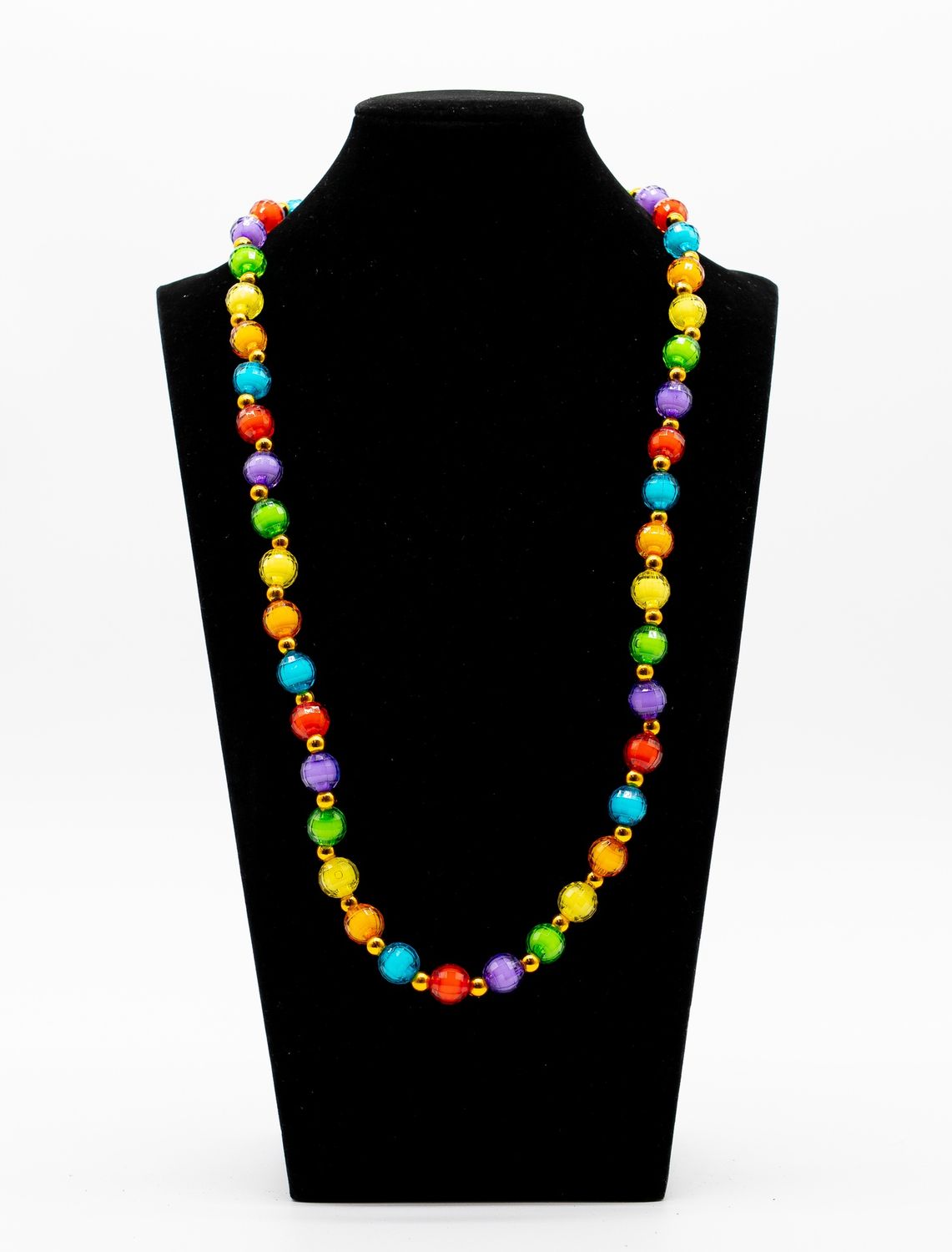 38" 12mm Clear Rainbow Bead Necklace single