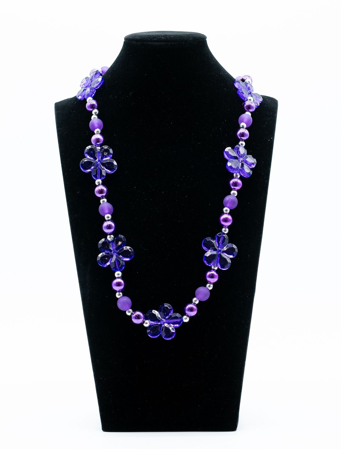 38" Acrylic Purple Daisy Bead Necklace single