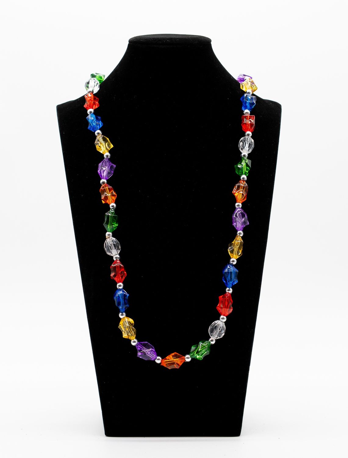 38" Acrylic Rainbow Infiniti Stone Bead Necklace single