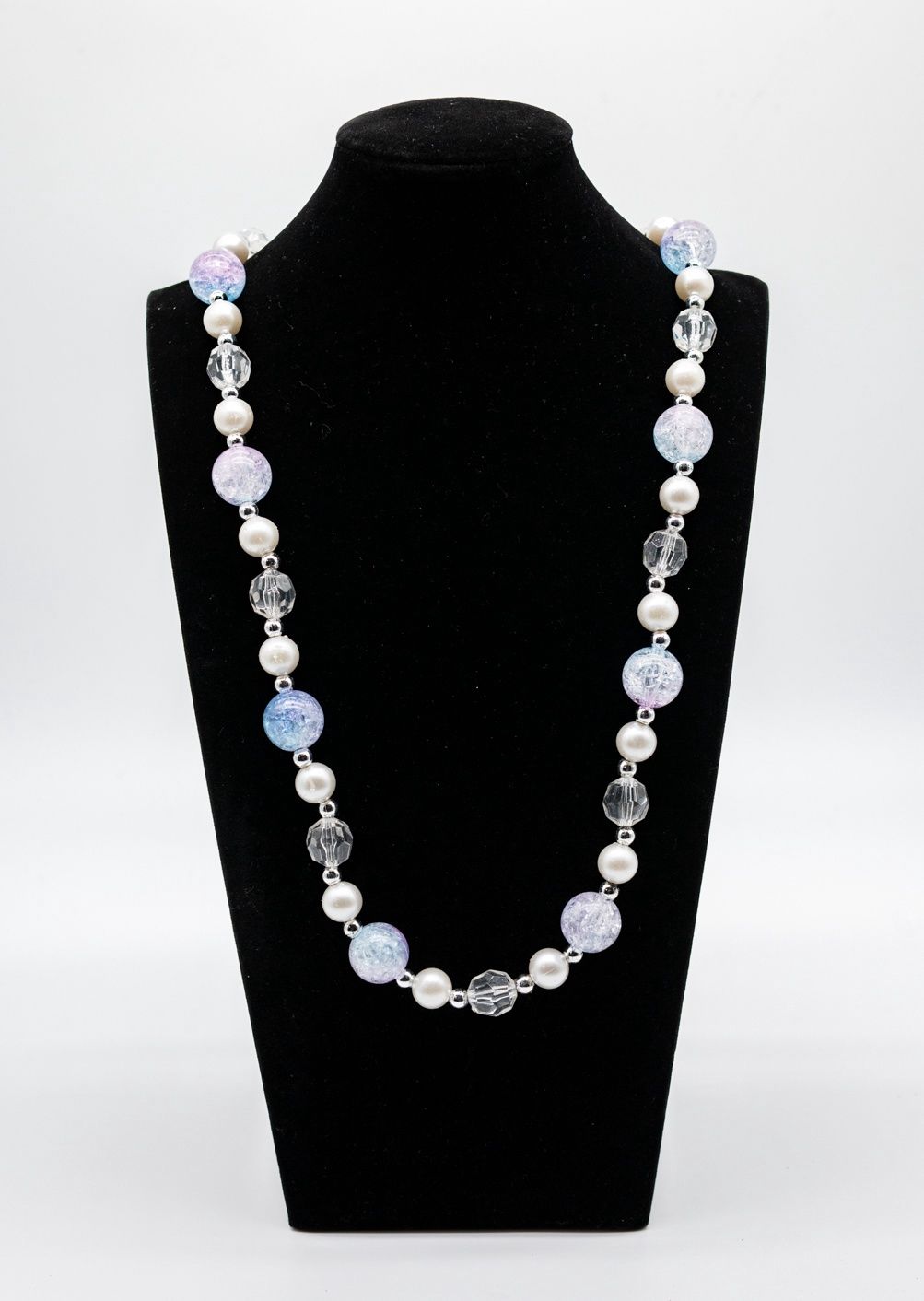 40" Acrylic Pink and Turquoise Marble Bead Necklace single