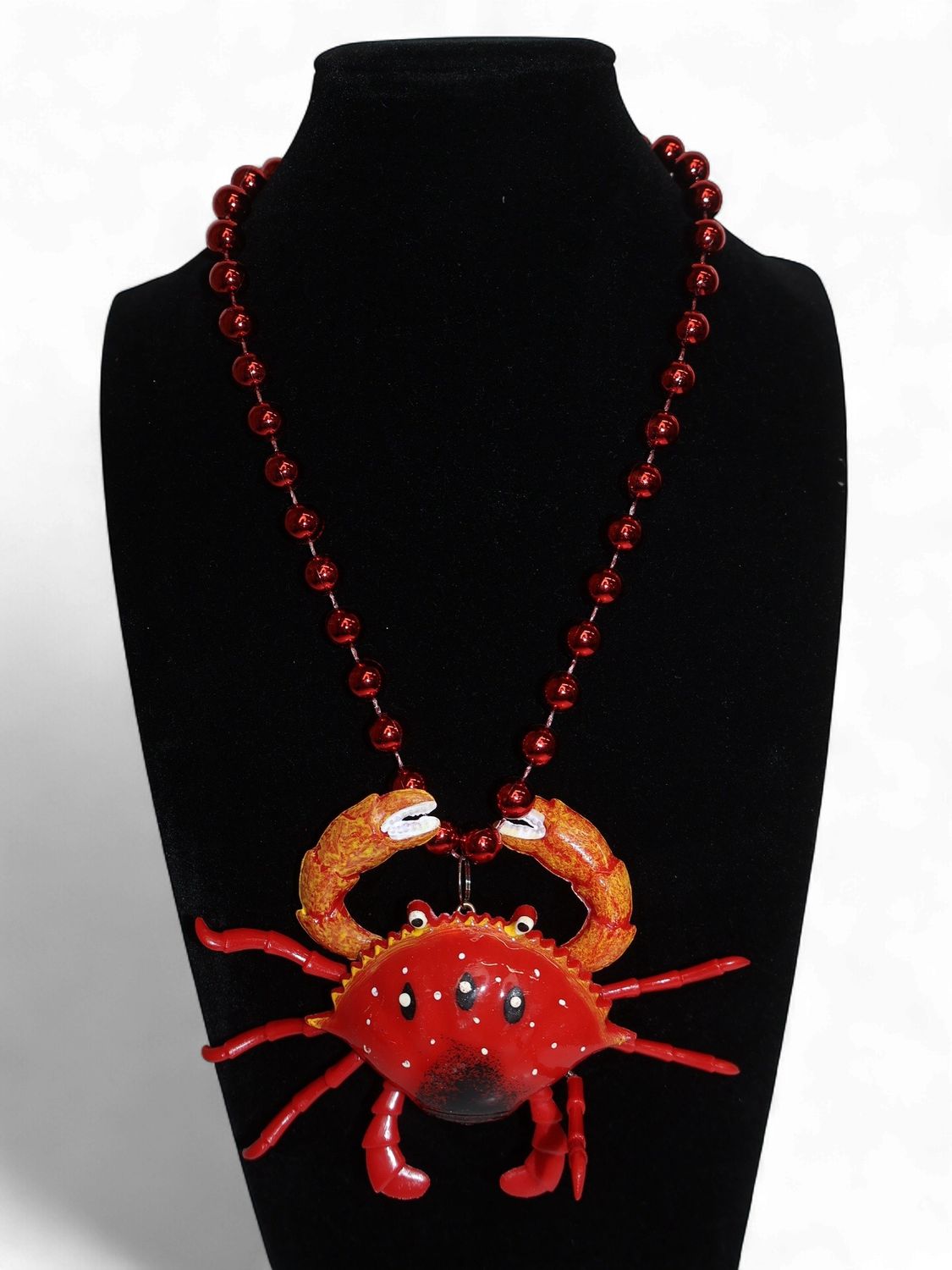 40" Red Crawfish Bobble Medallion on 10mm Red Beads single