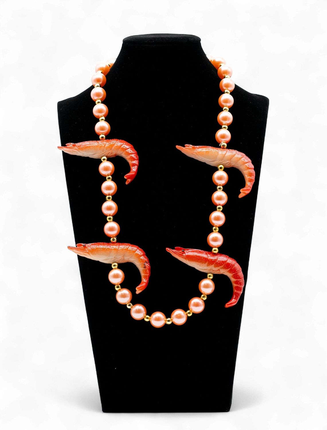 40" Shrimp Peach Pearl Beads 6PC