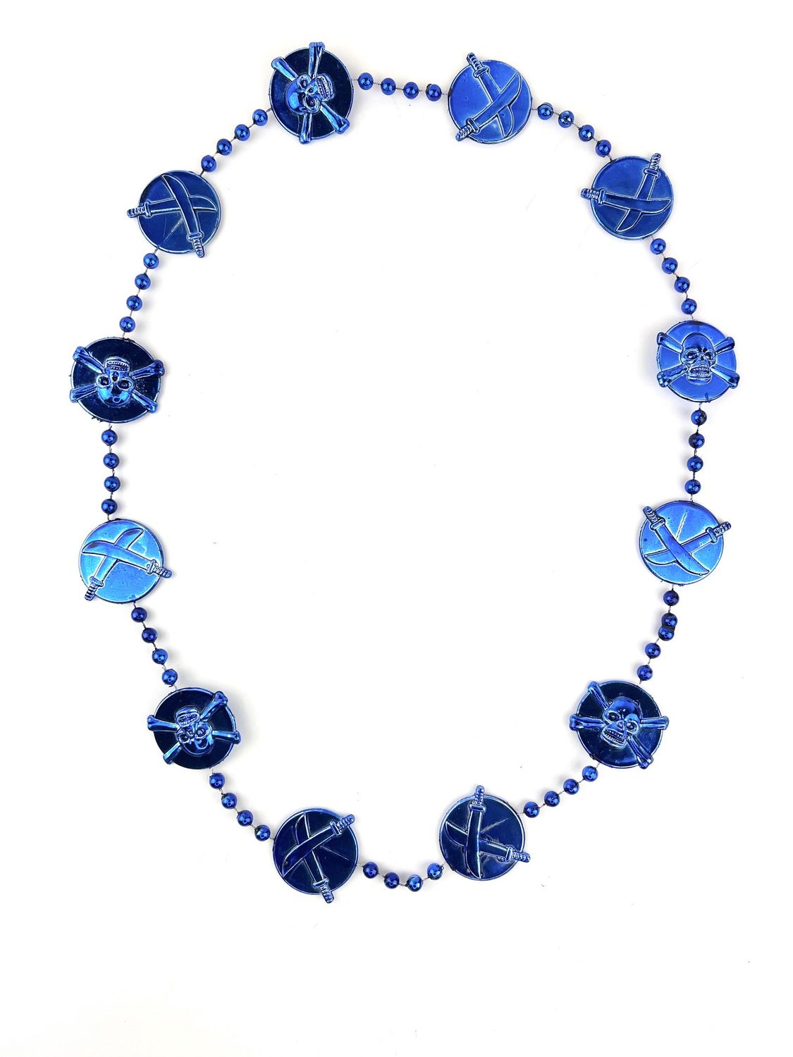 40" Skull and Sword Medallion Mardi Gras Beads single