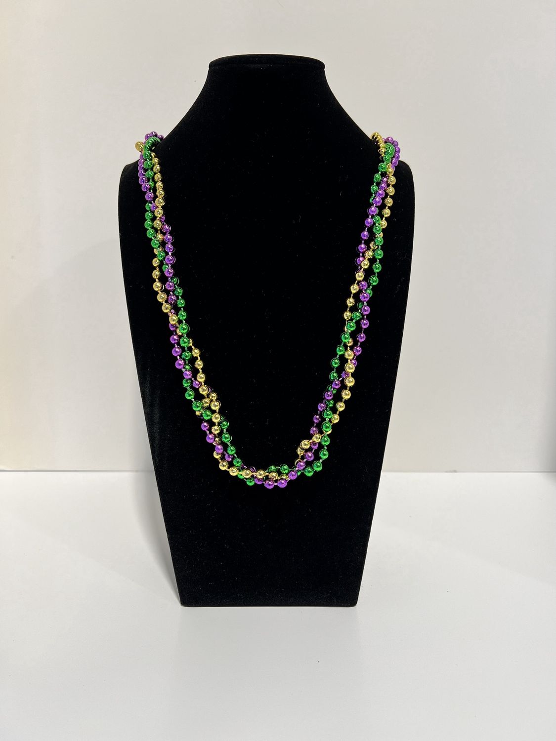 42" 6mm Purple, Green and Gold Braided Bead (Dozen)
