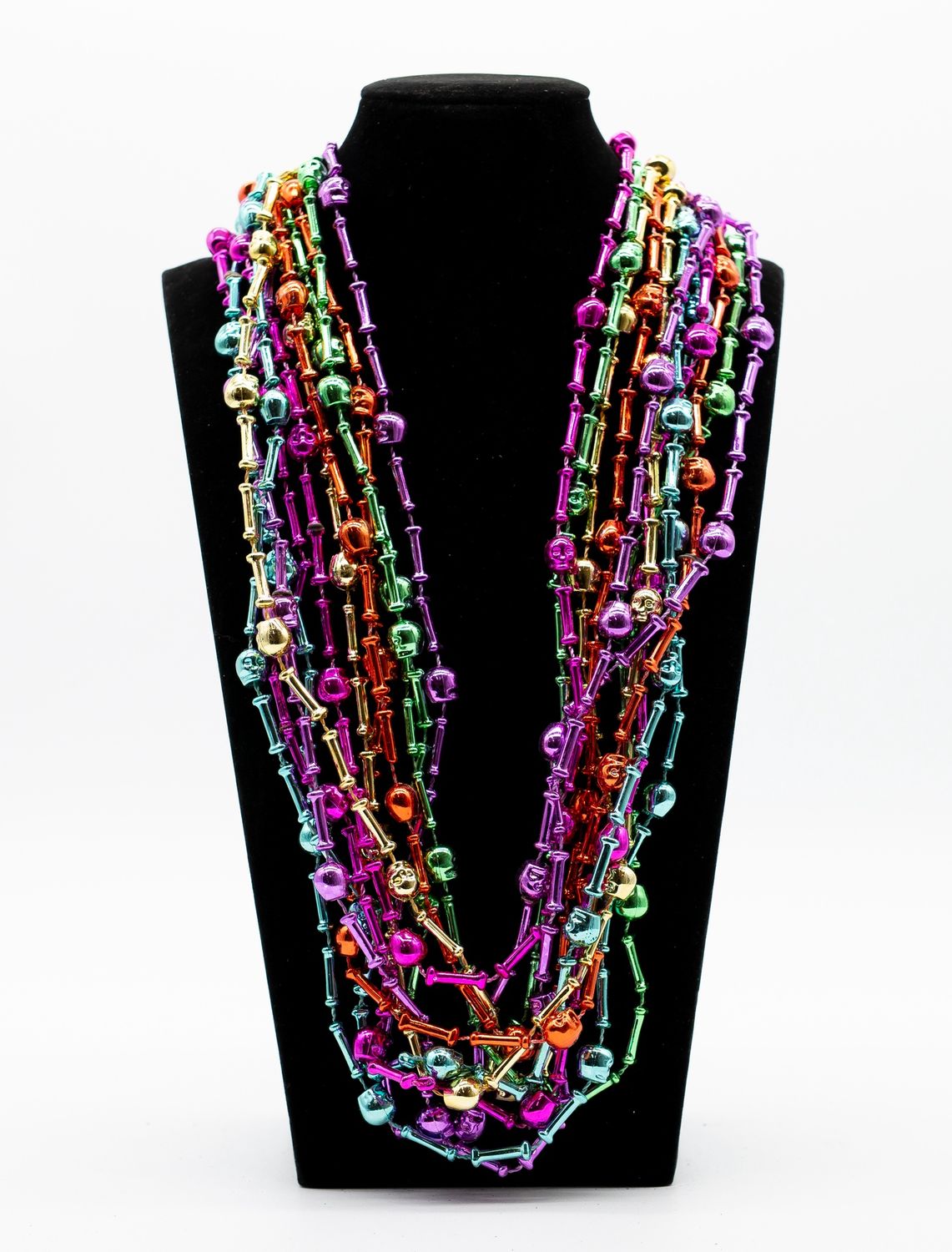 42" Assorted Metallic Colors Skull and Bone Bead (Dozen)