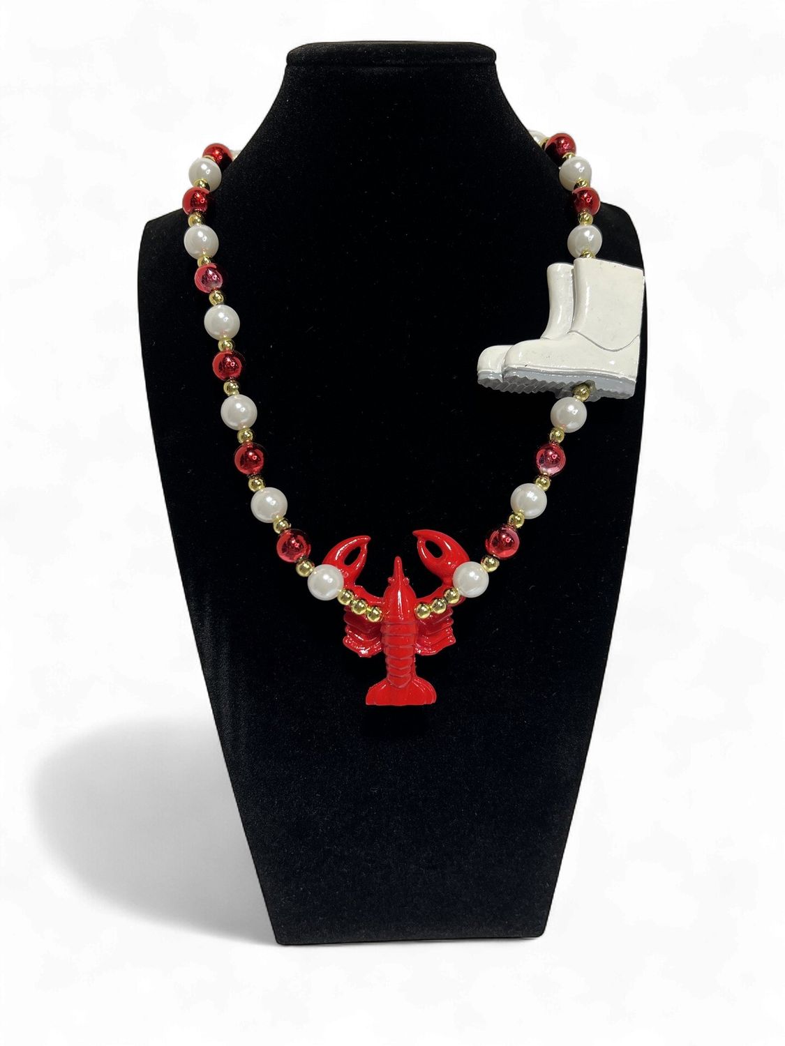 42" Crawfish with Boots Mardi Gras Beads (Dozen)