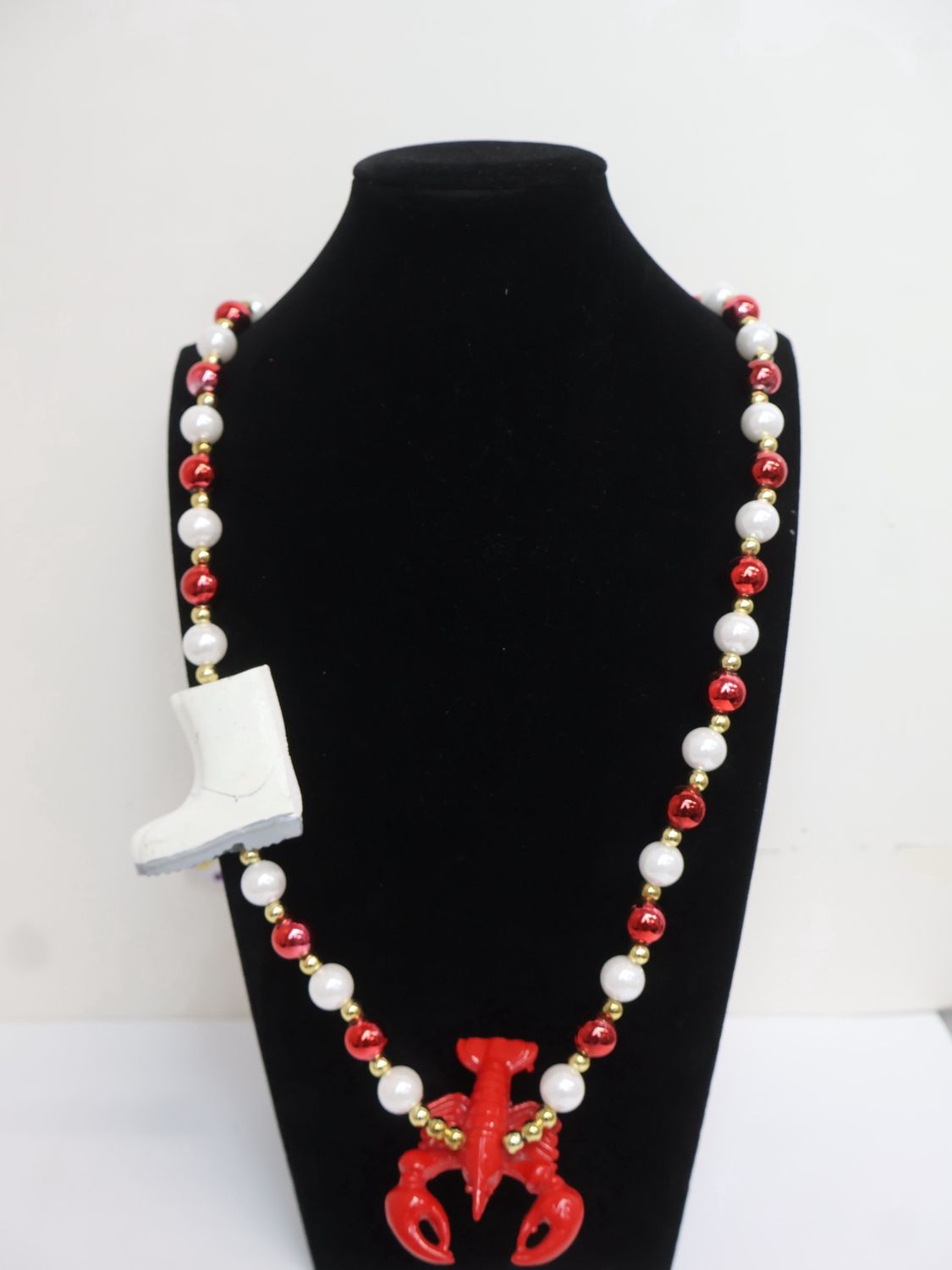 42" Crawfish with Boots Mardi Gras Beads single