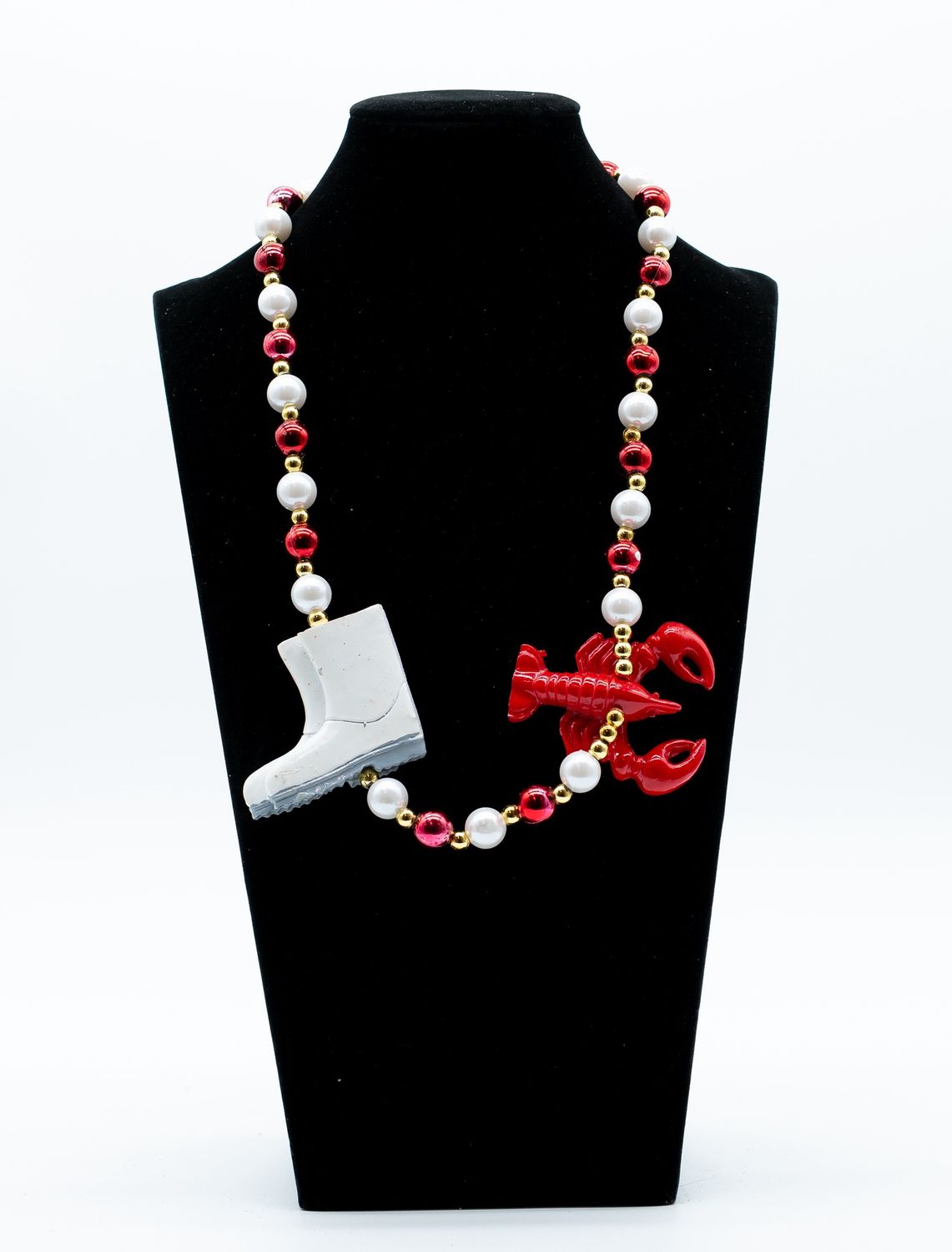 42" Crawfish with Boots Mardi Gras Beads single
