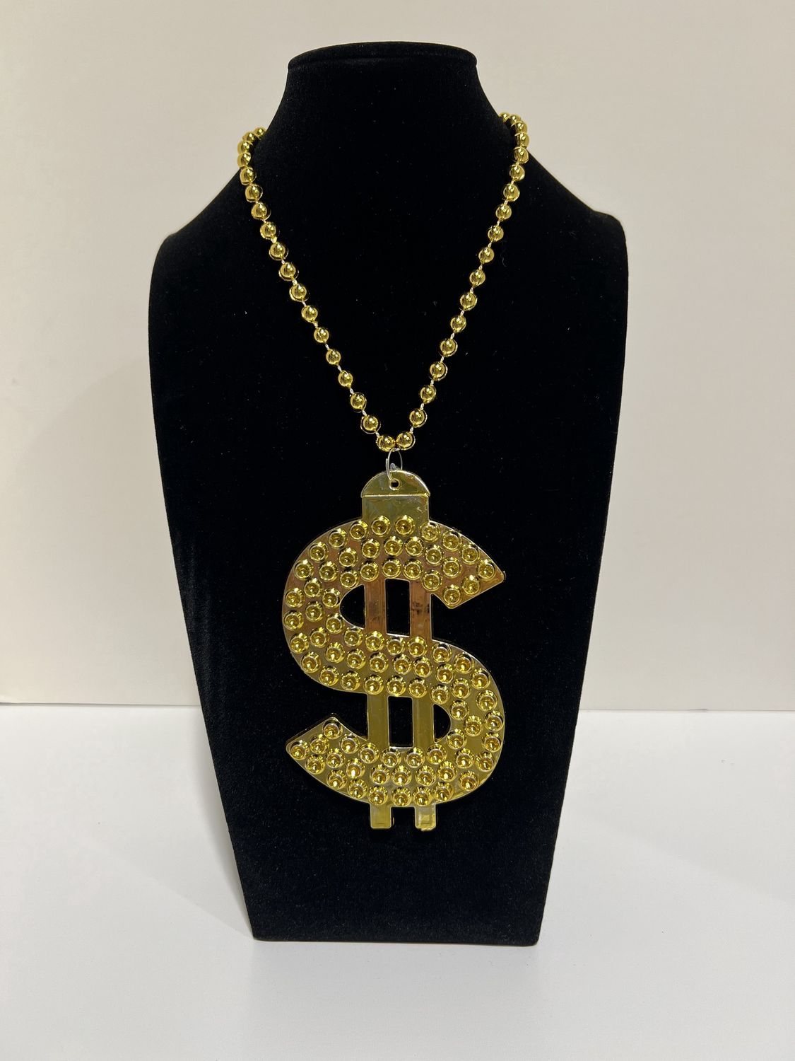 36" Gold Dollar Sign Bead with 5" Dollar Sign Medallion single