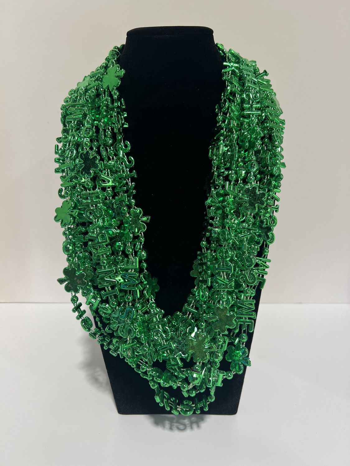 36" Kiss Me I'm Irish Bead Necklace - Metallic Green single