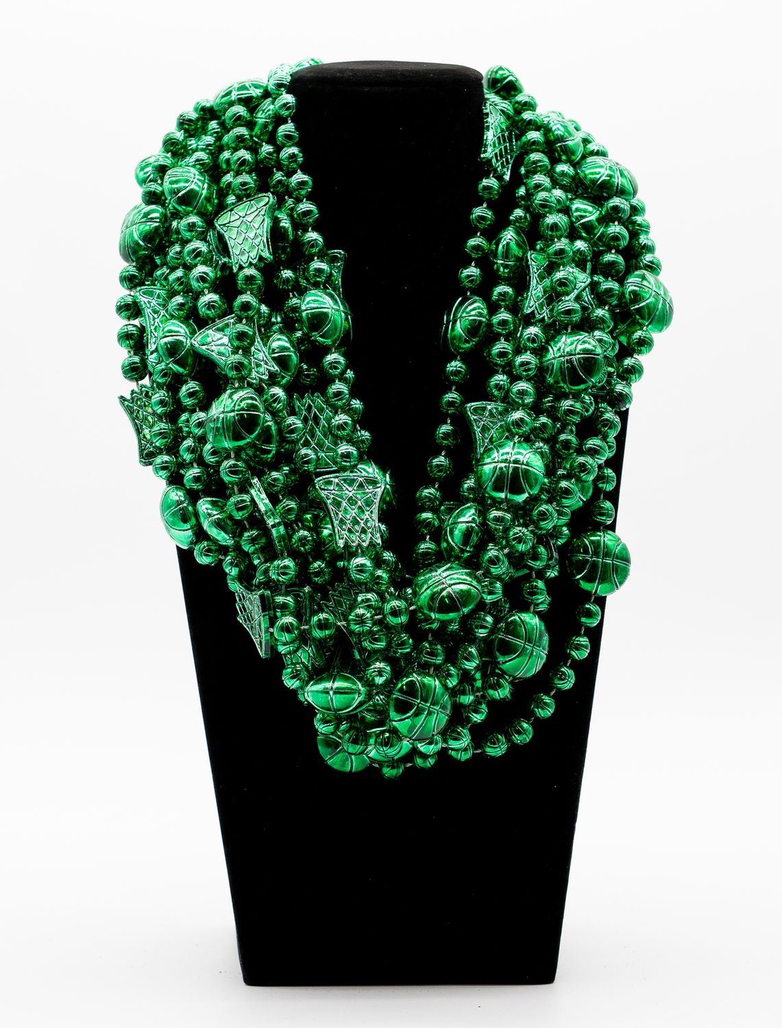 36" Metallic Green Basketball Bead Necklace (Dozen)