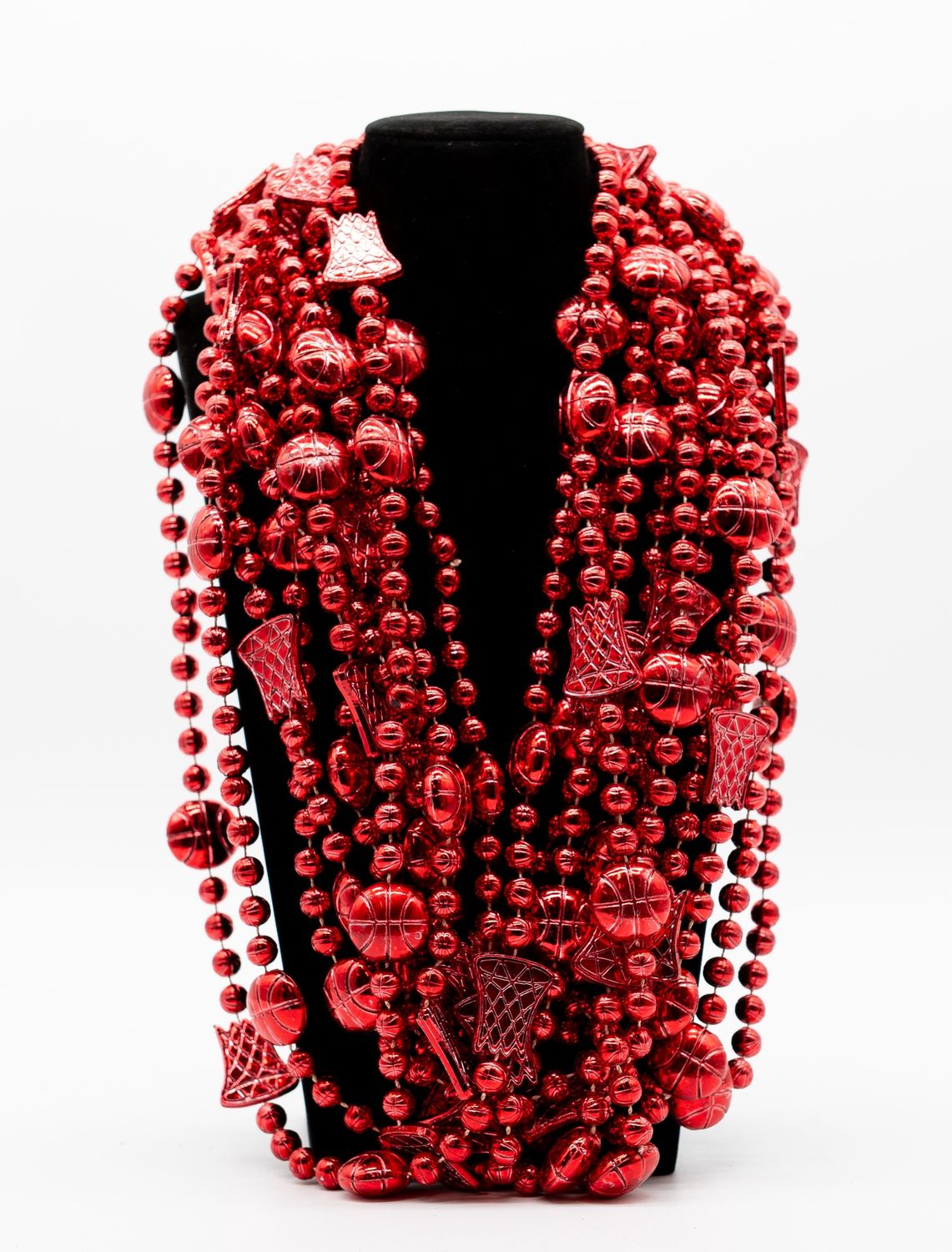 36" Metallic Red Basketball Bead Necklace (Dozen)