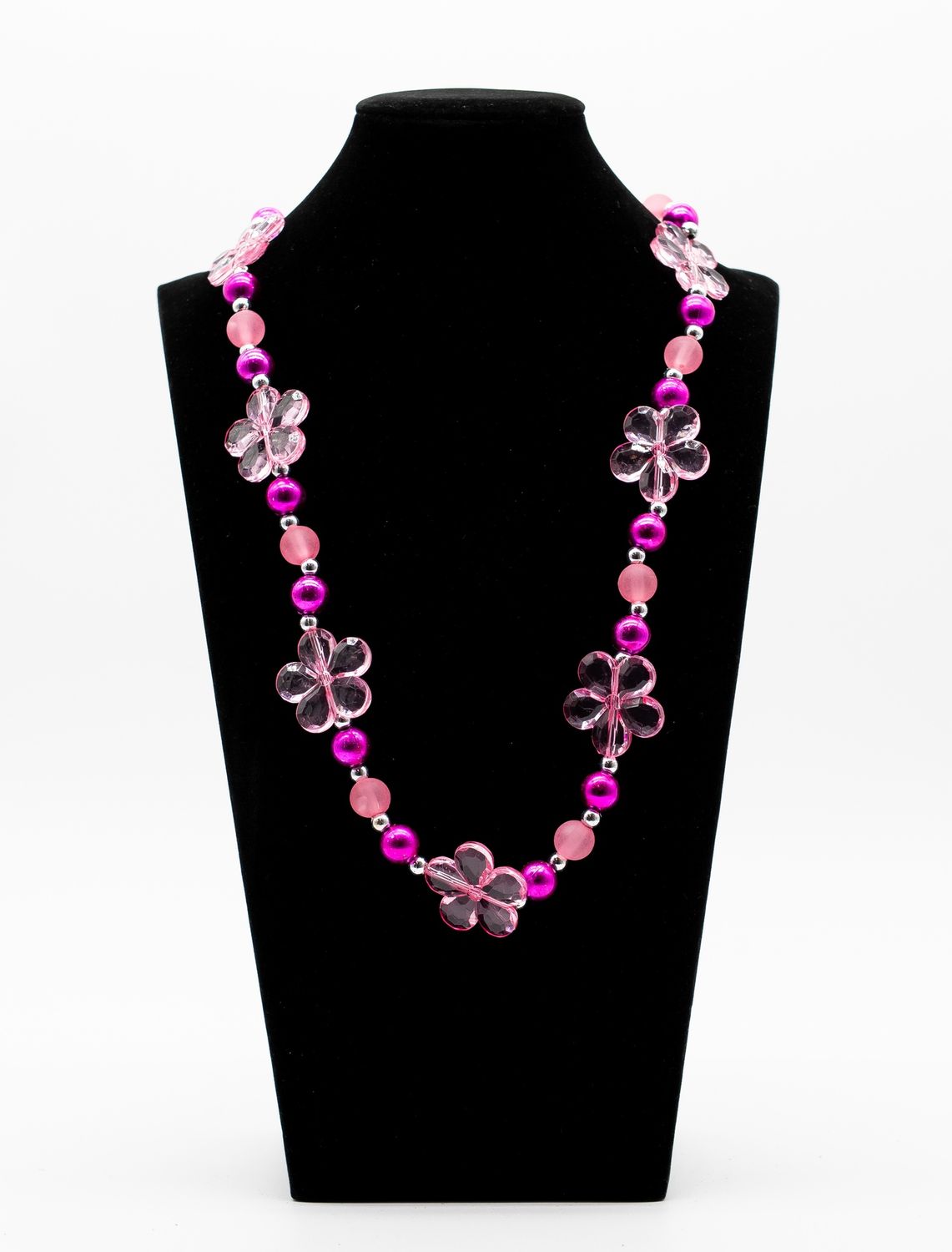 38" Acrylic Pink Daisy Bead Necklace (Dozen)