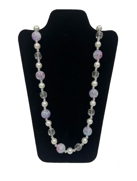 40" Acrylic Pink and Turquoise Marble Bead Necklace (Dozen)