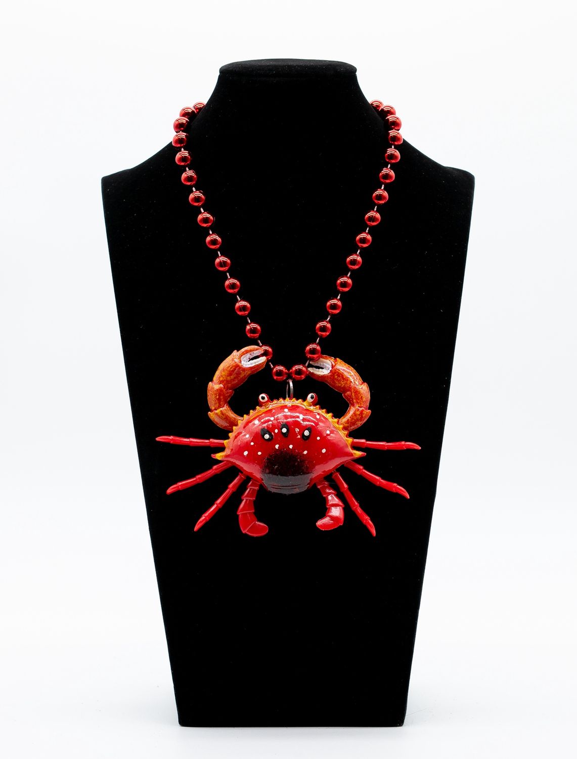 40" Red Crab Bobble Medallion on 10mm Red Beads single