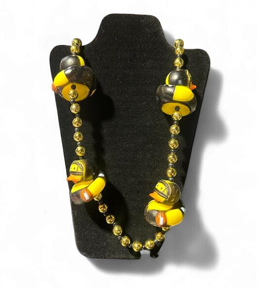 42" Black &amp; Gold Football Duck Bead (6 pieces)