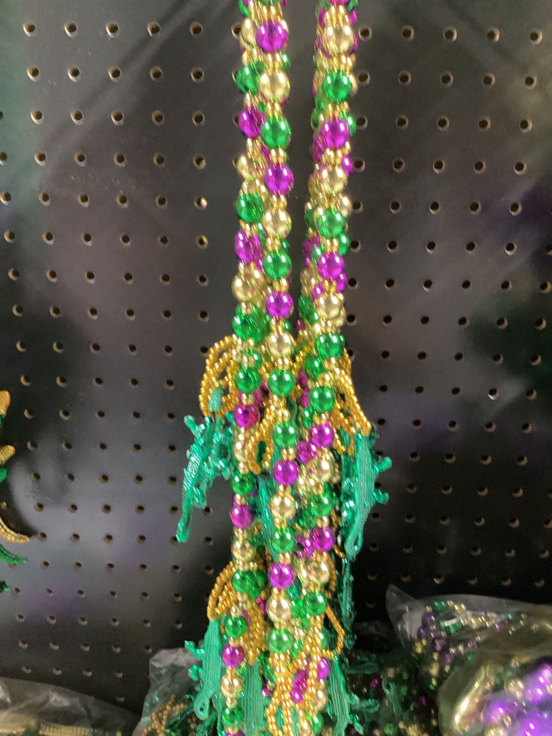 Purple, Green and Gold Necklace with 5 Alligators single