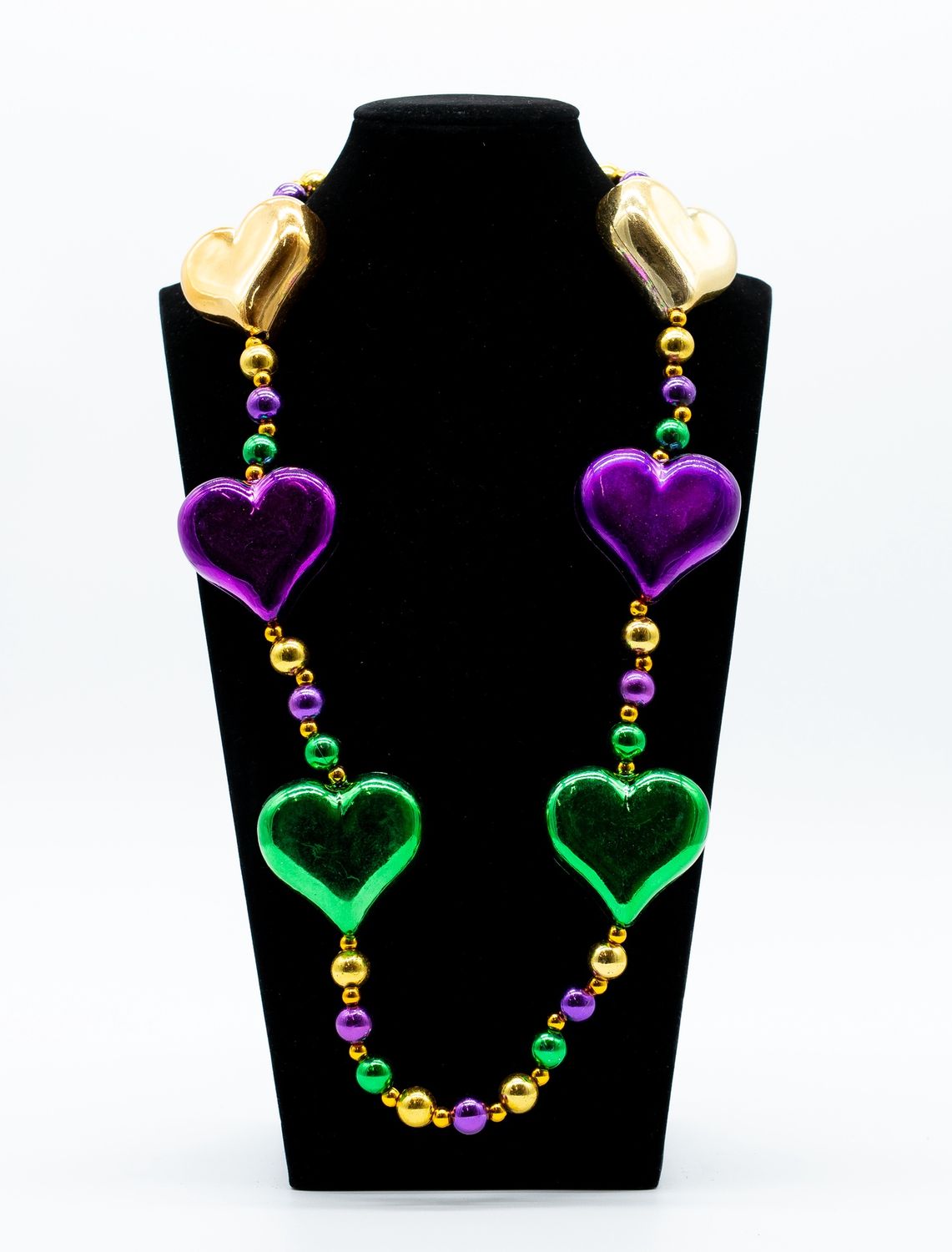 42" Purple, Green and Gold Heart Necklace (Dozen)