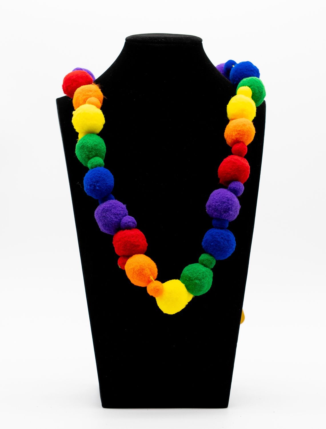 42" Rainbow Pom Pom Necklace (Dozen)