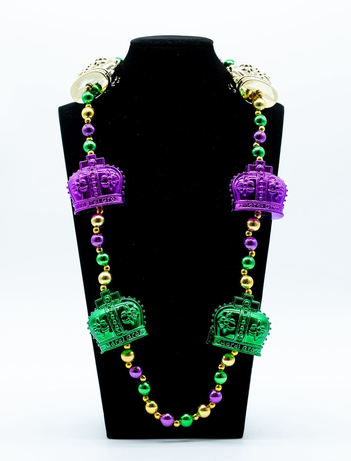 Purple, Green and Gold Necklace with Crowns single`