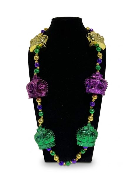Purple, Green and Gold Necklace with Crowns (Dozen)