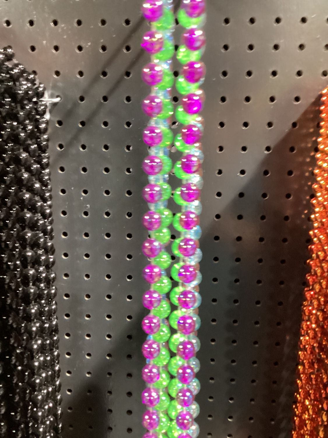 48" 12mm Round Mardi Gras Beads - Dozen AB 4 Clear Color single