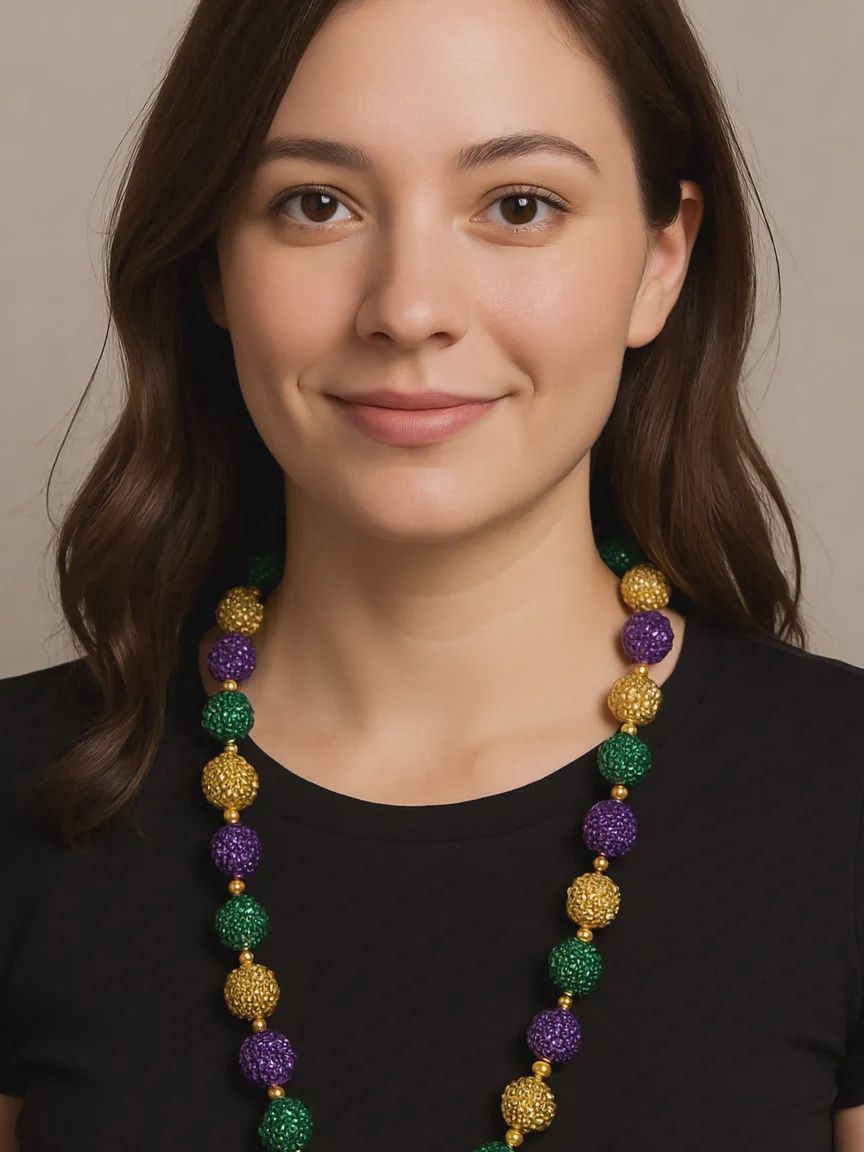 Purple, Green and Gold Berry Bead Necklace (Dozen)