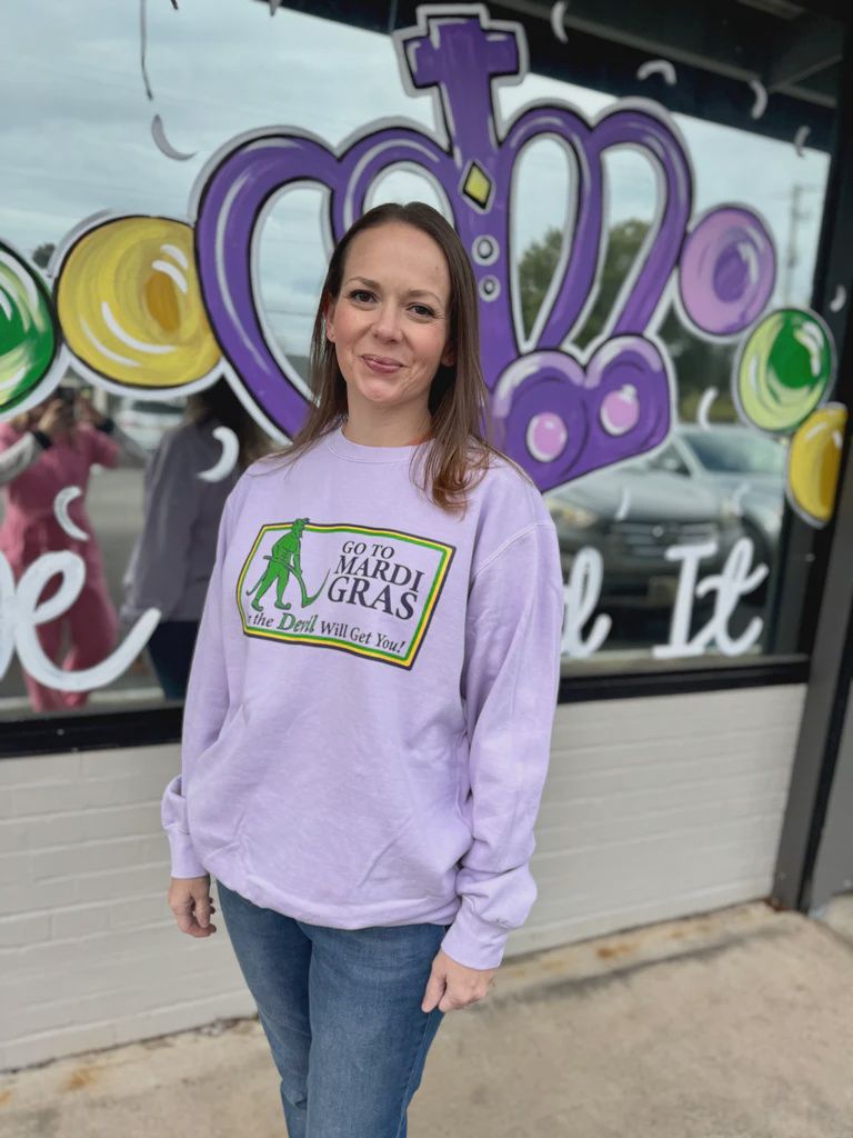 Go To Mardi Gras Sweatshirt - Orchid