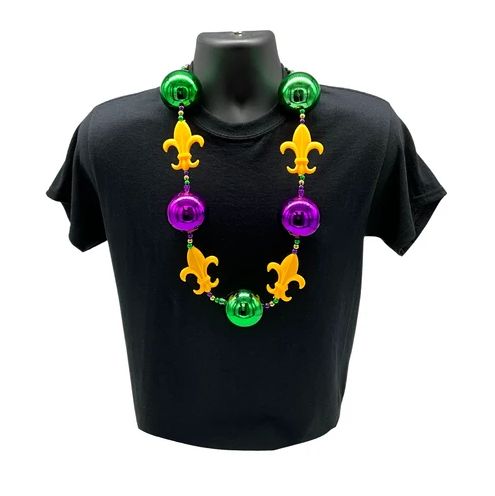 Purple, Green and Gold LED Fleur de Lis Necklace -3 Flashing Modes (Each)