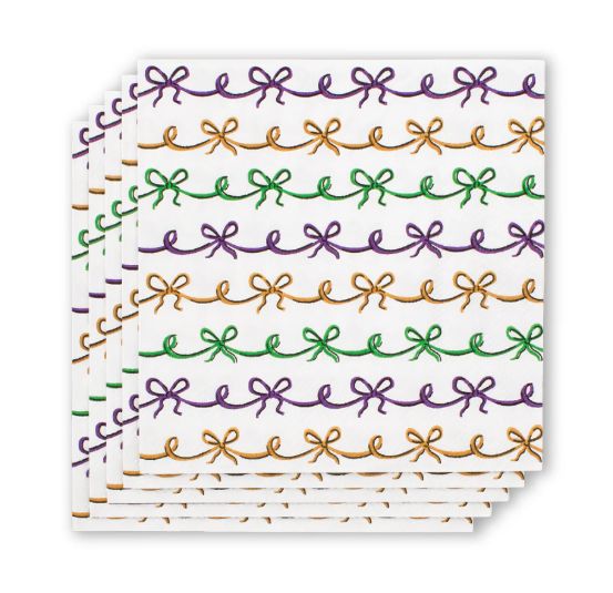 MARDI GRAS BOWS COCKTAIL NAPKINS
