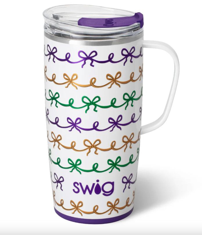 Mardi Gras Bows Travel Mug 22oz