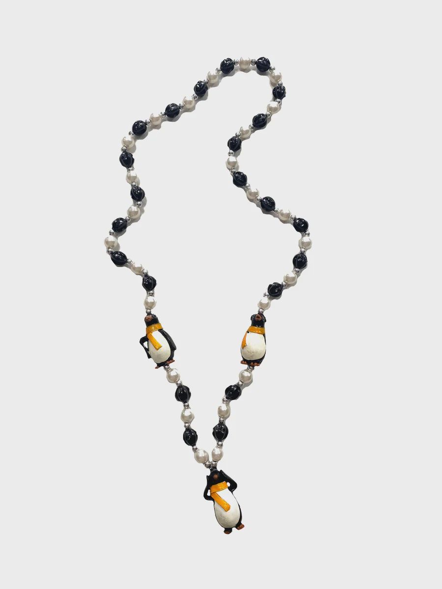 Penguin Trio Hear, See, Speak No Evil on Black and Pearl Specialty Bead - Individual