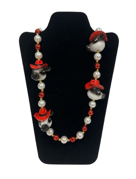 Rodeo Cows on Red and White Specialty Bead Dozen
