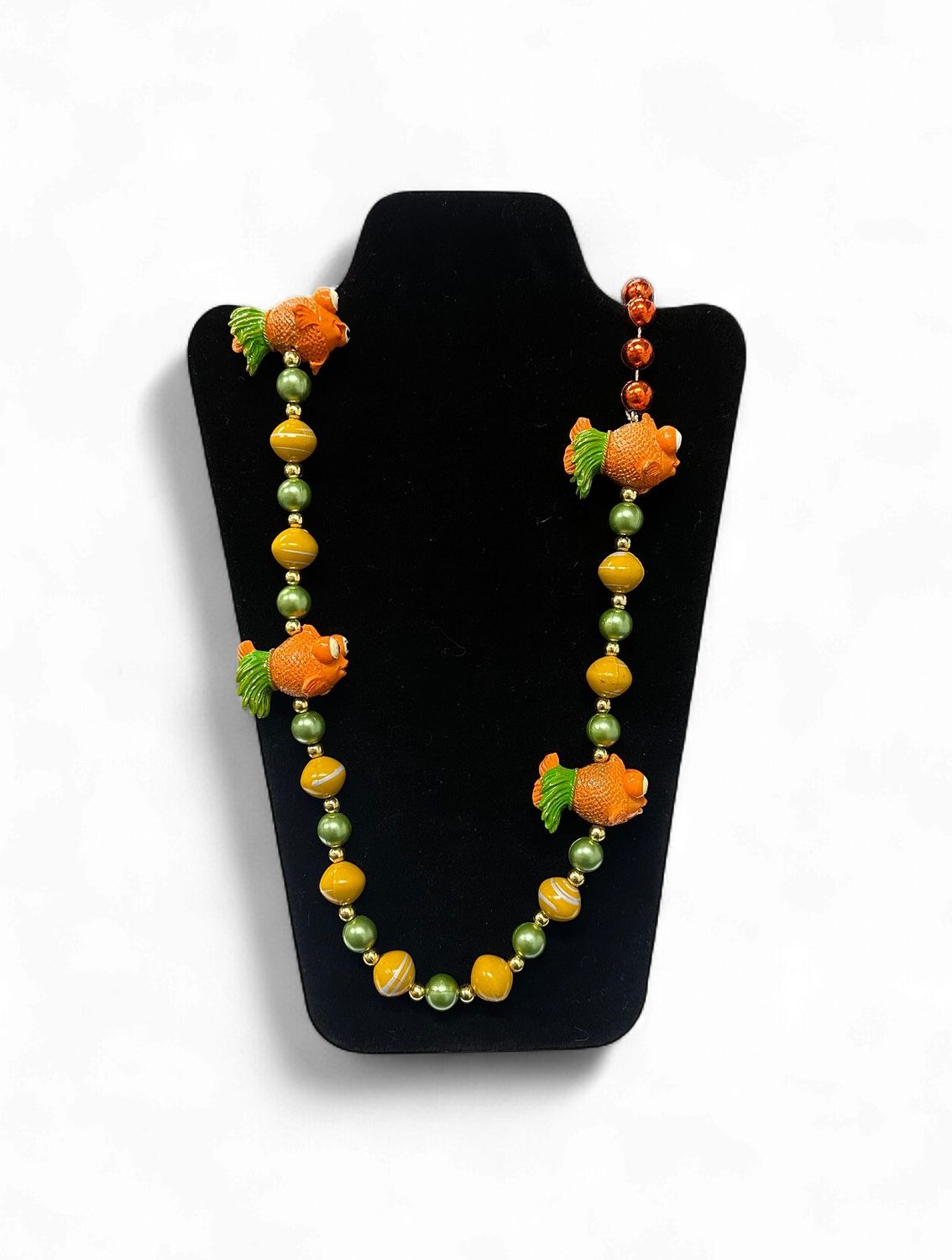 Hula Goldfish Medallions on Orange and Pearl Specialty Bead (6pc)