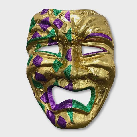 24" x 18" Purple and Green Glitter Gold Tragedy Mask (Each)