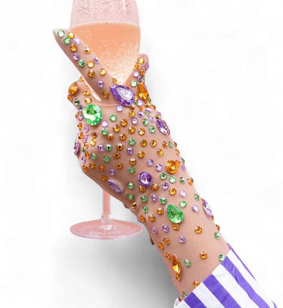 Mardi Gras Rhinestone and Jewel Gloves
