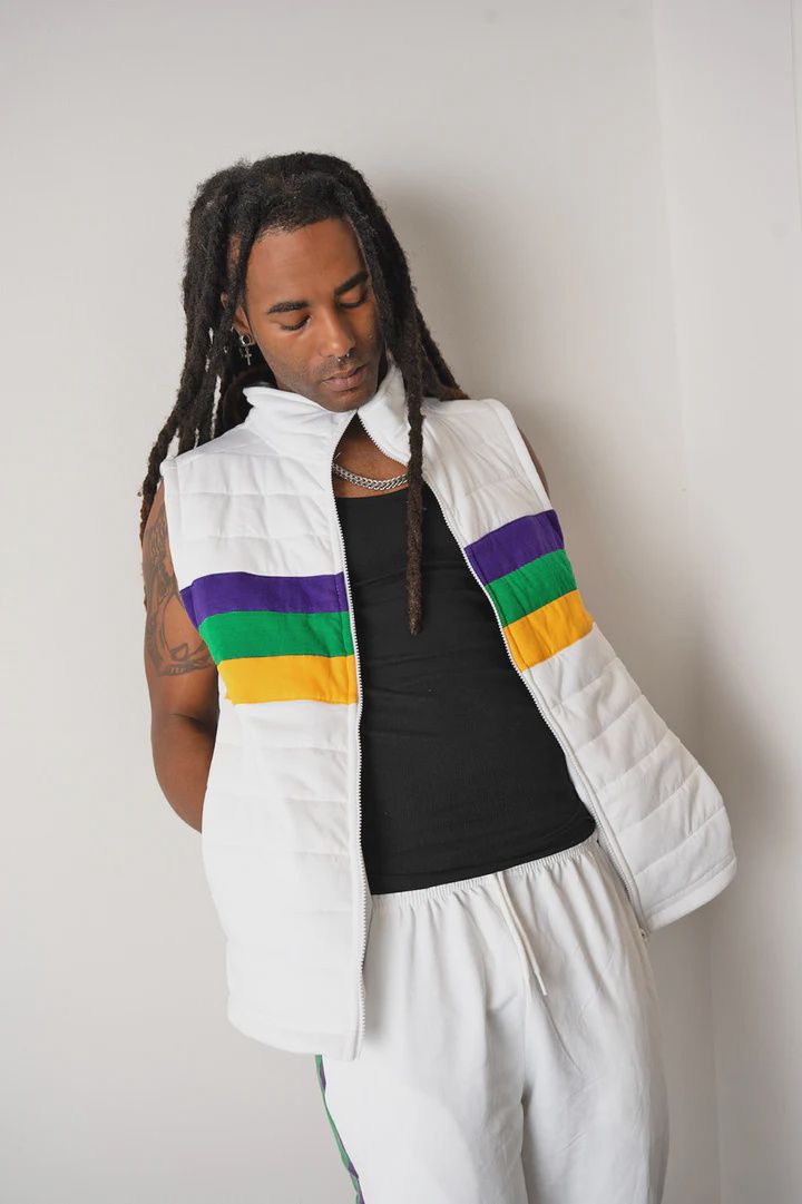 Adult White Chest Stripe Quilted Vest