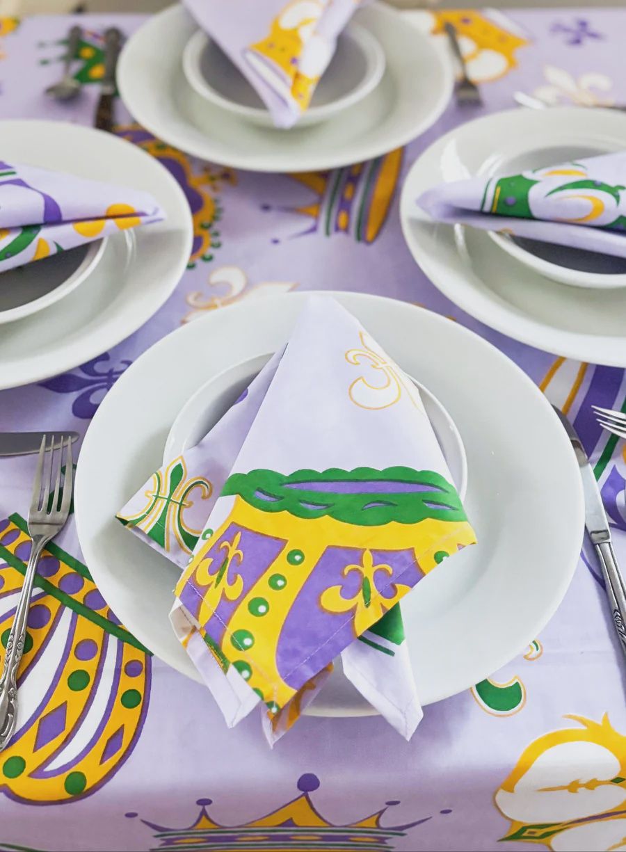 Mardi Gras Crown Cotton Napkins - Set of 4