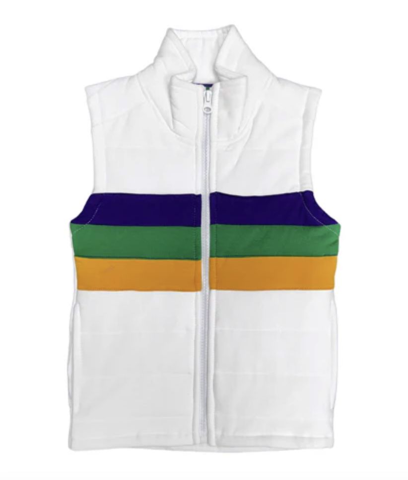 Youth White Chest Stripe Quilted Vest