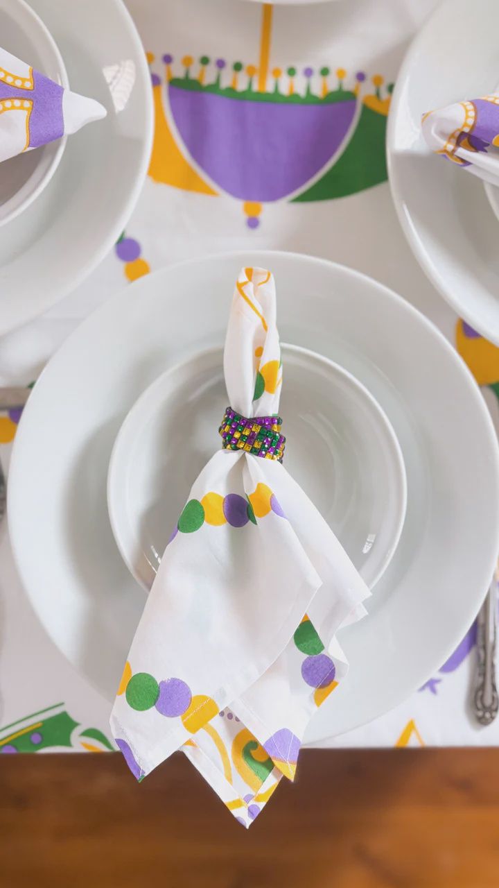 Mardi Gras Float Cotton Napkins - Set of 4