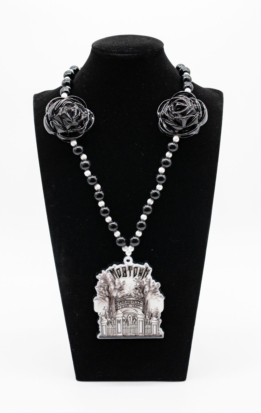 Church Street Graveyard Bead with Poly Medallion and Black Rose Inserts
