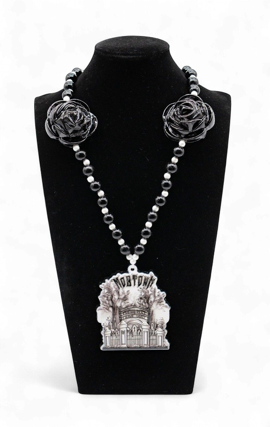 Church Street Graveyard Bead with Poly Medallion and Black Rose Inserts
