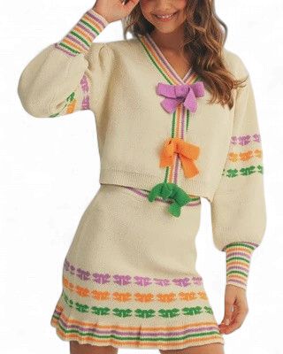 Mardi Gras Parade of Bows Top and Skirt Set