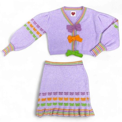 Mardi Gras Parade of Bows Top and Skirt Set