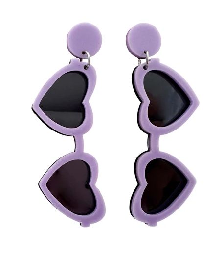 Purple Mirrored Sunglass Earrings