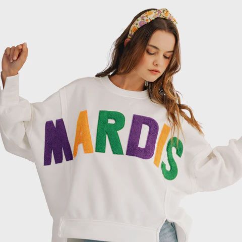 MARDI PUFFY LETTER LS SWEATER