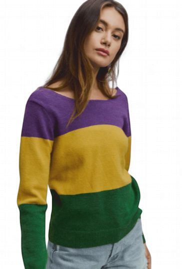 Mardi Gras Color Block Sweater Top